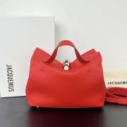 Uubags Jacquemus small Valérie calfskin leather bag in red 24x14x7.5cm - 4