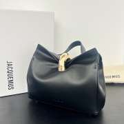Uubags Jacquemus small Valérie soft leather bag in black 24x14x7.5cm - 4