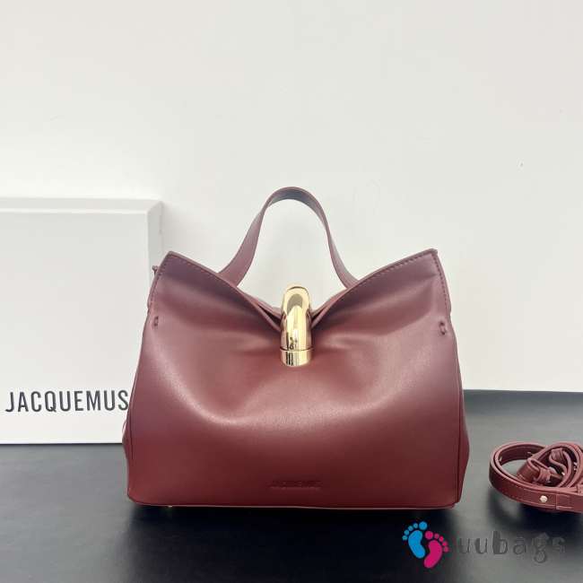 Uubags Jacquemus small Valérie soft leather bag in burrgundy 24x14x7.5cm - 1