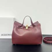 Uubags Jacquemus small Valérie soft leather bag in burrgundy 24x14x7.5cm - 4