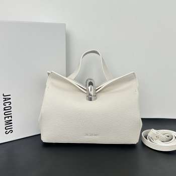 Uubags Jacquemus small Valérie calfskin leather bag in white 24x14x7.5cm