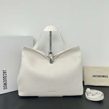 Uubags Jacquemus large Valérie calfskin leather bag in white 32x20x11cm