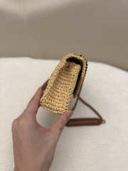 Uubags YSL Mini Loulou Shoulder Bag In Natural Raffia Bronze-toned Metal 20x12x5cm - 2
