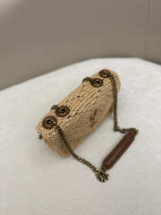 Uubags YSL Mini Loulou Shoulder Bag In Natural Raffia Bronze-toned Metal 20x12x5cm - 3