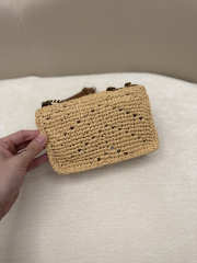 Uubags YSL Mini Loulou Shoulder Bag In Natural Raffia Bronze-toned Metal 20x12x5cm - 5