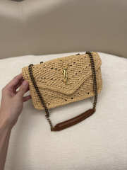 Uubags YSL Mini Loulou Shoulder Bag In Natural Raffia Light Gold-toned Metal 20x12x5cm - 1