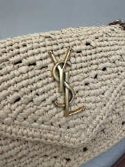 Uubags YSL Mini Loulou Shoulder Bag In Natural Raffia Light Gold-toned Metal 20x12x5cm - 5