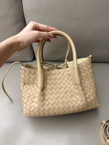 Uubags Bottega Veneta Small Pinacoteca Tote Bag In Shore/zesty Intrecciato Silky Calf Leather 24x12x15cm