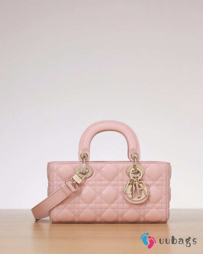 Uubags Dior Small Lady D-Joy Bag Powder Pink Cannage Lambskin 22x12x6cm - 1
