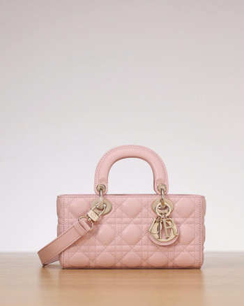 Uubags Dior Small Lady D-Joy Bag Powder Pink Cannage Lambskin 22x12x6cm
