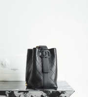 Uubags Chanel Medium Bucket Bag In Calfskin & Gold-Tone Metal Black 23x23x14.5cm - 5