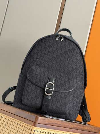 Uubags Dior Jett Zipped Backpack Black Dior Oblique Jacquard 32x42x19cm 