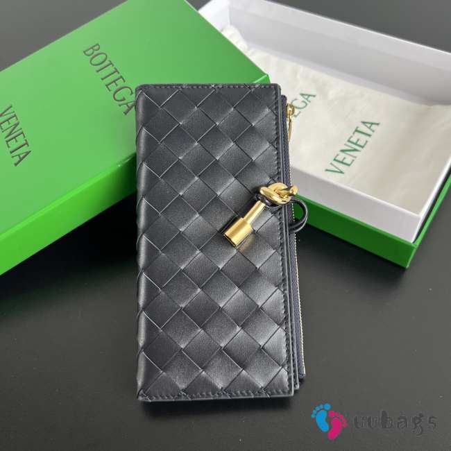 Uubags Bottega Veneta Andiamo Long Wallet In Black 19x9.5x0.5cm - 1