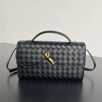 Uubags Bottega Veneta Andiamo Clutch 25 In Black 24x13.5x7cm