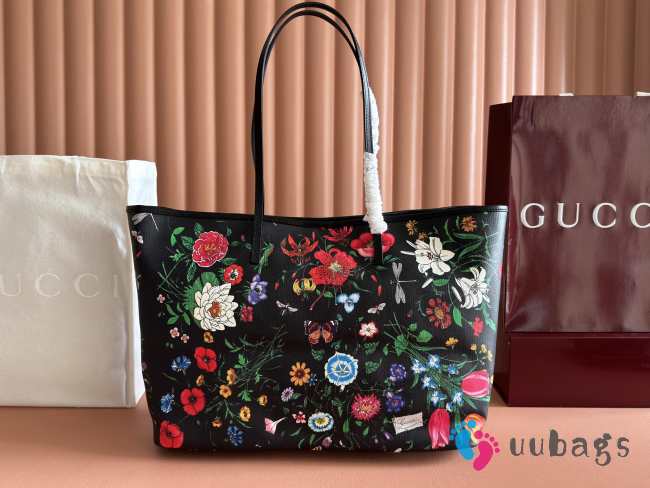 Uubags Gucci Tribeca large tote bag in black and multicolor canvas 38x29.5x13cm - 1
