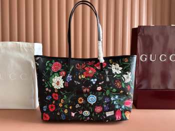 Uubags Gucci Tribeca large tote bag in black and multicolor canvas 38x29.5x13cm