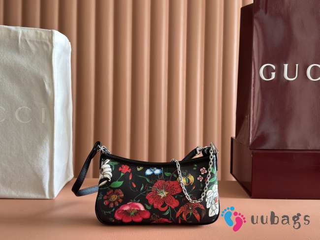 Uubags Gucci Gossip small shoulder bag in black and multicolor nylon 21x11.5x3cm - 1