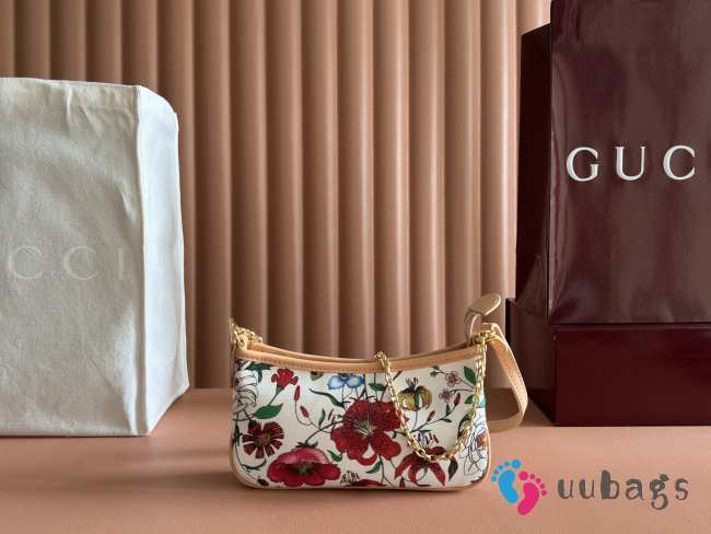 Uubags Gucci Gossip small shoulder bag in white and multicolor nylon 21x11.5x3cm - 1