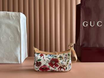 Uubags Gucci Gossip small shoulder bag in white and multicolor nylon 21x11.5x3cm