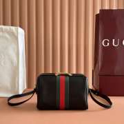 Uubags Gucci Horsebit Web small camera bag in black leather 22x13.5x9cm - 6