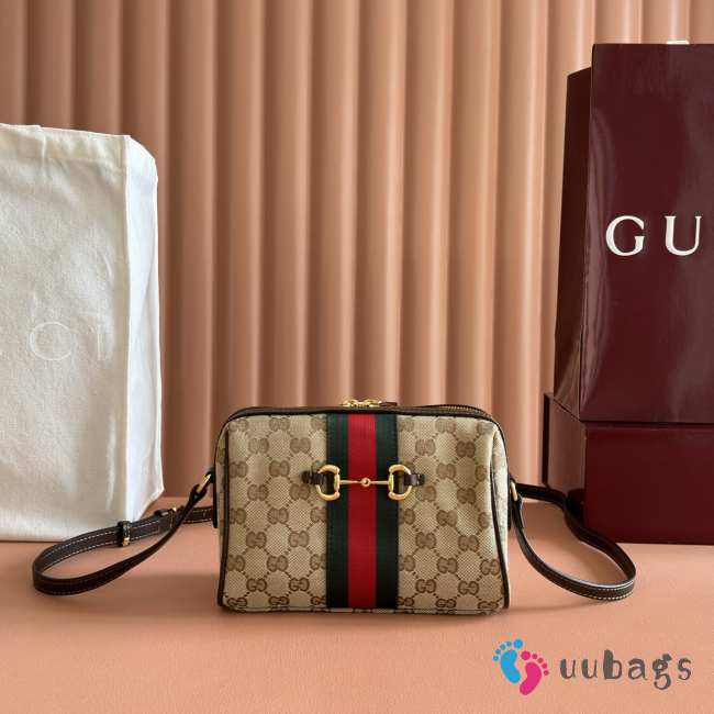 Uubags Gucci Horsebit Web small camera bag in sand and brown GG canvas 22x13.5x9cm - 1
