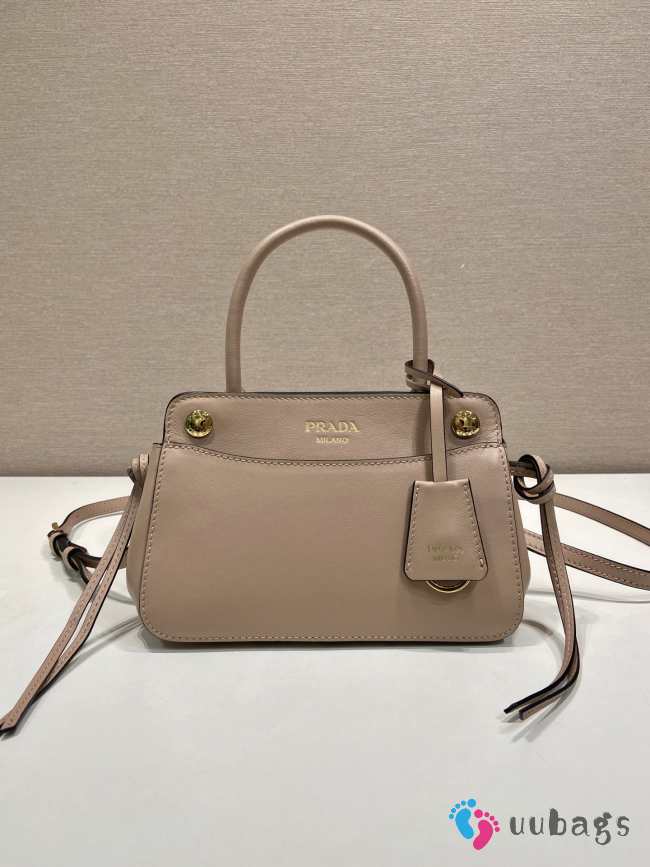 Uubags Prada 1BA511 carry mini leather handbag in sand beige 20x13.5x6cm - 1