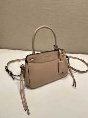 Uubags Prada 1BA511 carry mini leather handbag in sand beige 20x13.5x6cm - 5