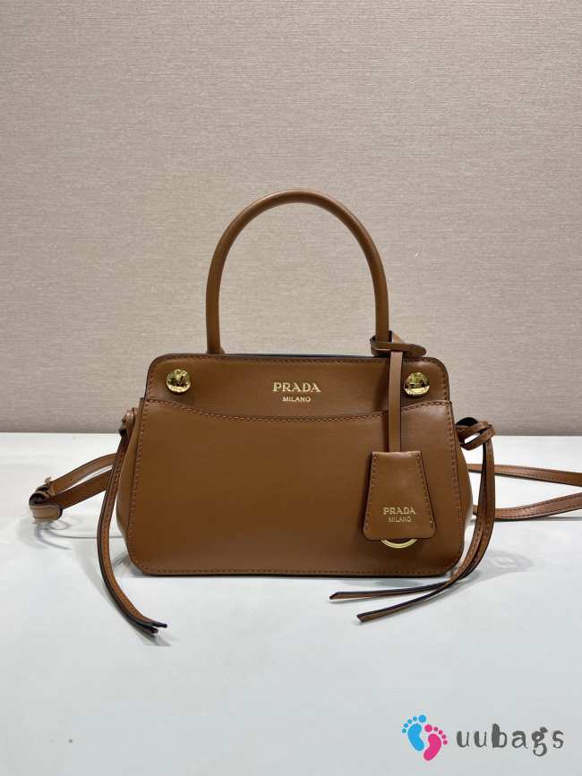 Uubags Prada 1BA511 carry mini leather handbag in cognac 20x13.5x6cm - 1