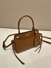 Uubags Prada 1BA511 carry mini leather handbag in cognac 20x13.5x6cm - 3