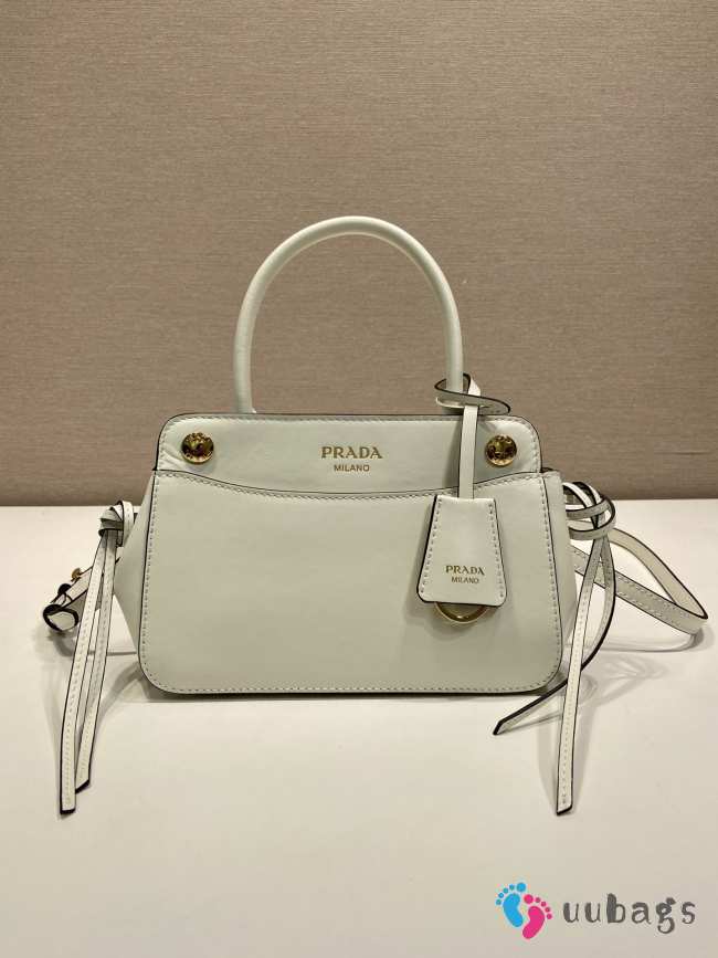 Uubags Prada 1BA511 carry mini leather handbag in white 20x13.5x6cm - 1