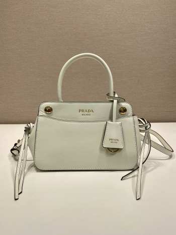Uubags Prada 1BA511 carry mini leather handbag in white 20x13.5x6cm