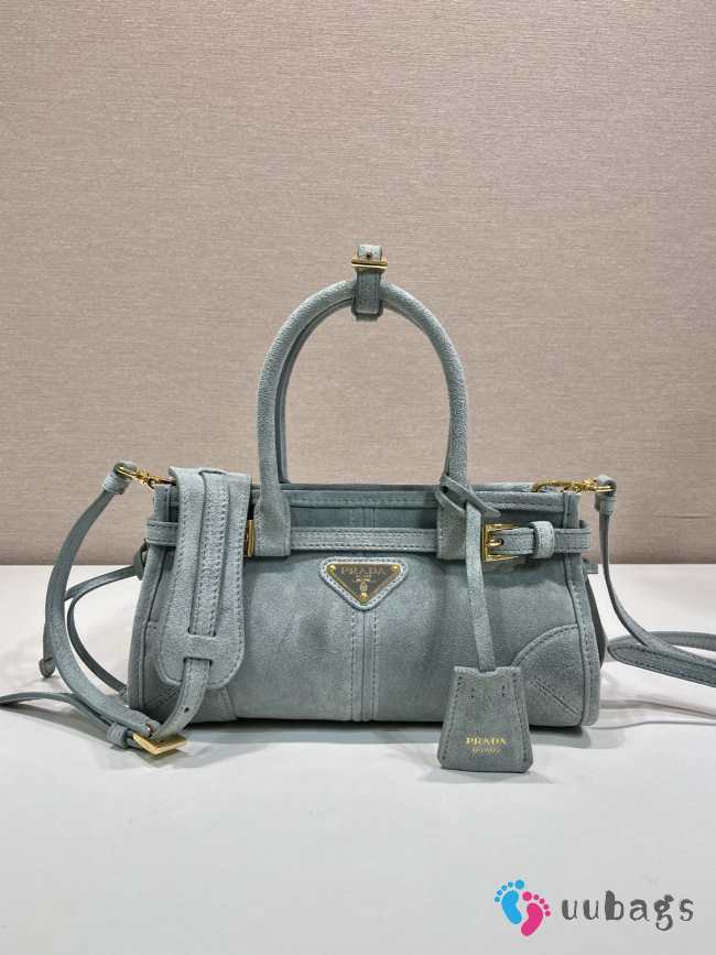 Uubags Prada Bonnie suede mini handbag in blue 23.5x12x9cm - 1