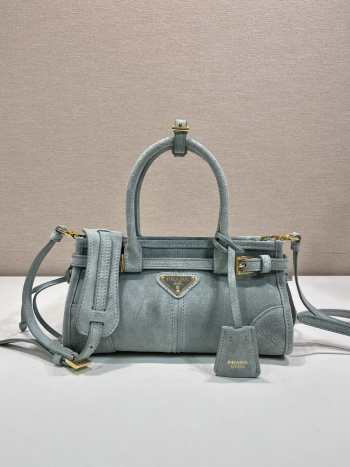Uubags Prada Bonnie suede mini handbag in blue 23.5x12x9cm