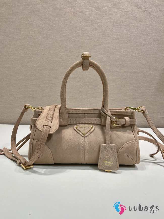 Uubags Prada Bonnie suede mini handbag in water lily 23.5x12x9cm - 1