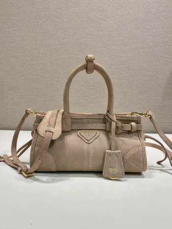 Uubags Prada Bonnie suede mini handbag in water lily 23.5x12x9cm