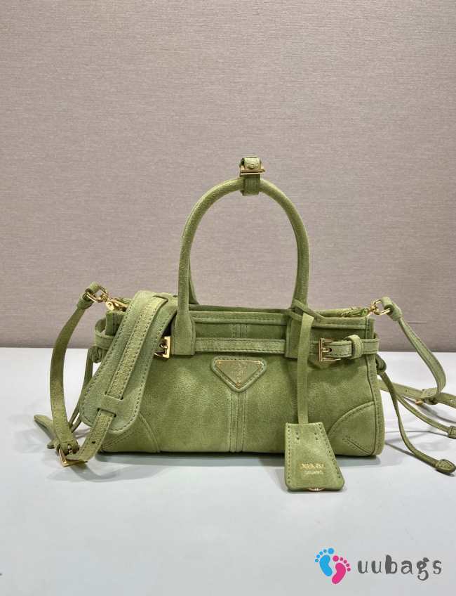 Uubags Prada Bonnie suede mini handbag in agave 23.5x12x9cm - 1