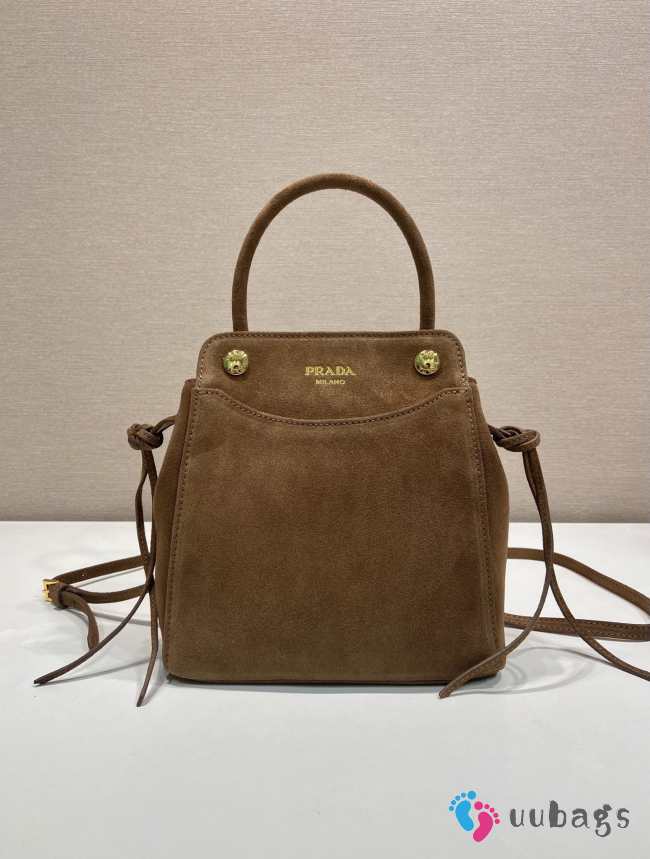 Uubags Prada Carry mini suede handbag in brown 19x21x7cm - 1