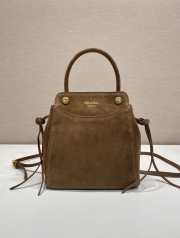 Uubags Prada Carry mini suede handbag in brown 19x21x7cm - 1