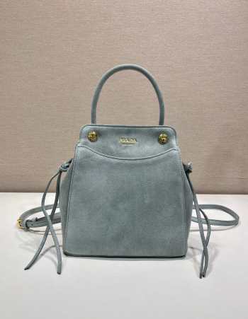 Uubags Prada Carry mini suede handbag in blue 19x21x7cm