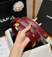 Uubags Chanel Leather Belt In Calfskin & Metal Burgundy & Gold 2.5cm - 6