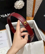 Uubags Chanel Leather Belt In Calfskin & Metal Burgundy & Gold 2.5cm - 5