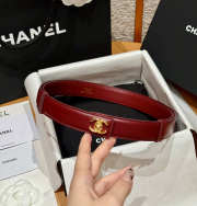 Uubags Chanel Leather Belt In Calfskin & Metal Burgundy & Gold 2.5cm - 4