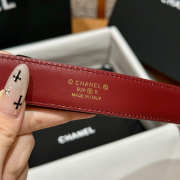 Uubags Chanel Leather Belt In Calfskin & Metal Burgundy & Gold 2.5cm - 3