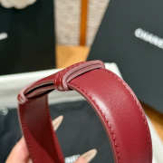 Uubags Chanel Leather Belt In Calfskin & Metal Burgundy & Silver 2.5cm - 6