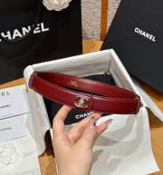 Uubags Chanel Leather Belt In Calfskin & Metal Burgundy & Silver 2.5cm - 5