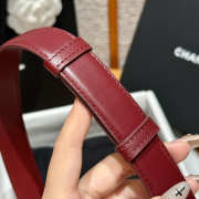 Uubags Chanel Leather Belt In Calfskin & Metal Burgundy & Silver 2.5cm - 4
