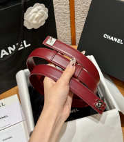 Uubags Chanel Leather Belt In Calfskin & Metal Burgundy & Silver 2.5cm - 3