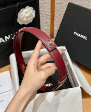 Uubags Chanel Leather Belt In Calfskin & Metal Burgundy & Silver 2.5cm - 2