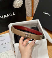 Uubags Chanel Leather Belt In Calfskin & Metal Dark Beige & Silver 2.5cm - 1