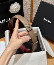 Uubags Chanel Leather Belt In Calfskin & Metal Dark Beige & Silver 2.5cm - 5
